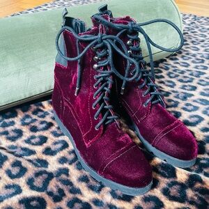 Donald Pliner Cailen-U Dark Purple Velvet Combat Boots